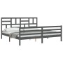 Estructura de cama con cabecero madera maciza gris 200x200cm de vidaXL, Camas y somieres - Ref: Foro24-3194918, Precio: 173,0...