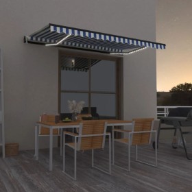 Toldo automático LED sensor de viento azul y blanco 450x350 cm en Toldos | Comprar online en Foru.es