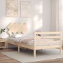Estructura de cama con cabecero madera maciza 90x200 cm de vidaXL, Camas y somieres - Ref: Foro24-3195271, Precio: 88,12 €, D...