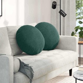 Cojines para asiento 2 pcs Verde oscuro Ø 40 x 13 cm Terciopelo en Decoración | Comprar online en Foru.es
