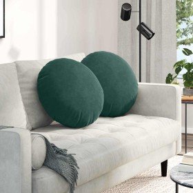 Cojines para asiento 2 pcs Verde oscuro Ø 40 x 13 cm Terciopelo en Decoración | Comprar online en Foru.es
