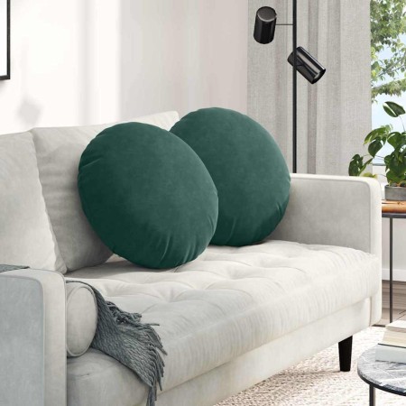 Cojines para asiento 2 pcs Verde oscuro Ø 40 x 13 cm Terciopelo en Decoración | Comprar online en Foru.es
