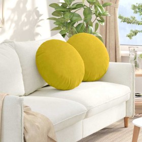 Cojines para asiento 2 pcs Amarillo Ø 40 x 13 cm Terciopelo en Decoración | Comprar online en Foru.es