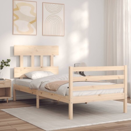 Estructura de cama con cabecero madera maciza 90x200 cm de vidaXL, Camas y somieres - Ref: Foro24-3195141, Precio: 88,33 €, D...