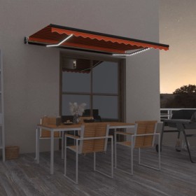 Toldo automático LED sensor de viento naranja marrón 450x350 cm en Toldos | Comprar online en Foru.es