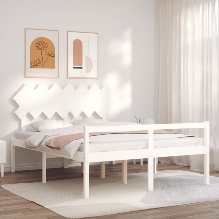 Cama para personas mayores con cabecero madera maciza 140x190cm de vidaXL, Camas y somieres - Ref: Foro24-3195527, Precio: 17...