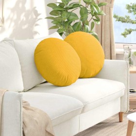 Cojines para asiento 2 pcs Amarillo Claro Ø 50 cm Tela de pana en Decoración | Comprar online en Foru.es