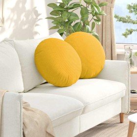 Cojines para asiento 2 pcs Amarillo Claro Ø 50 cm Tela de pana en Decoración | Comprar online en Foru.es