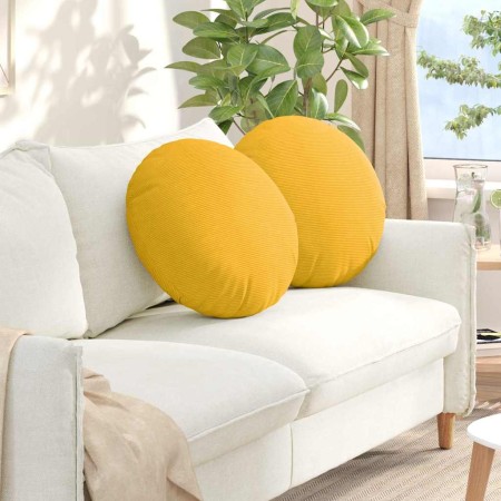 Cojines para asiento 2 pcs Amarillo Claro Ø 50 cm Tela de pana en Decoración | Comprar online en Foru.es