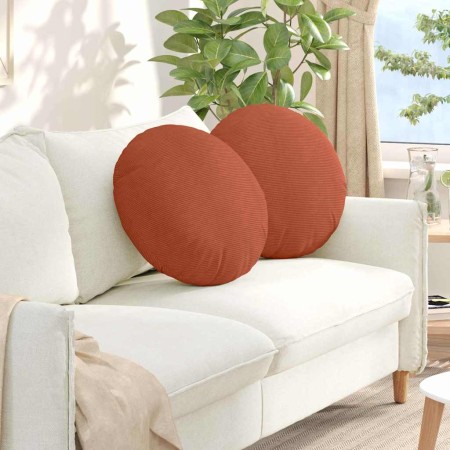 Cojines para asiento 2 pcs Rojo Naranja Ø 50 cm Tela de pana en Decoración | Comprar online en Foru.es