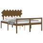 Cama de matrimonio personas mayores cabecero madera marrón miel de vidaXL, Camas y somieres - Ref: Foro24-3195554, Precio: 15...