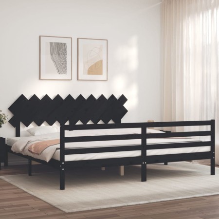 Estructura de cama con cabecero madera maciza negro 200x200 cm de vidaXL, Camas y somieres - Ref: Foro24-3195310, Precio: 175...