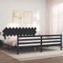 Estructura de cama con cabecero madera maciza negro 200x200 cm de vidaXL, Camas y somieres - Ref: Foro24-3195310, Precio: 175...