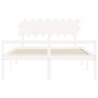 Cama personas mayores cabecero madera maciza blanco 160x200 cm de vidaXL, Camas y somieres - Ref: Foro24-3195557, Precio: 186...