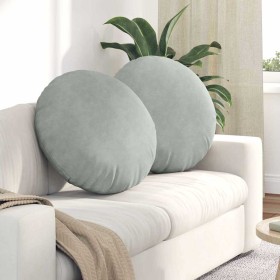 Cojines para asiento 2 pcs Gris Claro Ø 40 x 13 cm Terciopelo en Decoración | Comprar online en Foru.es
