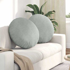 Cojines para asiento 2 pcs Gris Claro Ø 40 x 13 cm Terciopelo en Decoración | Comprar online en Foru.es
