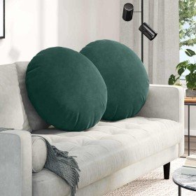 Cojines para asiento 2 pcs Verde oscuro Ø 40 x 13 cm Terciopelo en Decoración | Comprar online en Foru.es