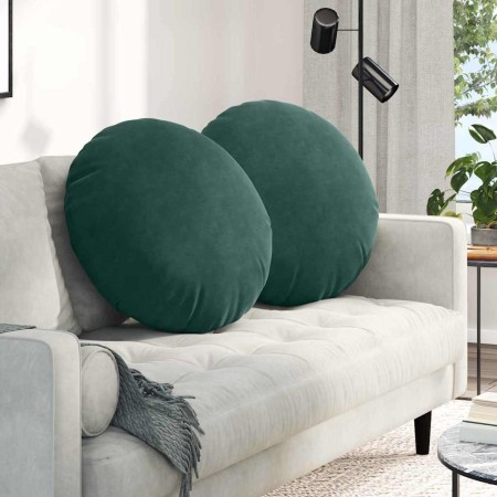 Cojines para asiento 2 pcs Verde oscuro Ø 40 x 13 cm Terciopelo en Decoración | Comprar online en Foru.es