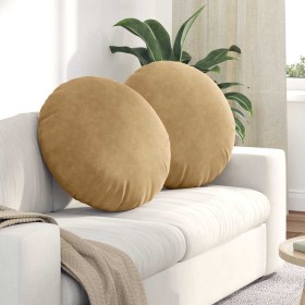 Cojines para asiento 2 pcs Marrón Ø 40 x 13 cm Terciopelo en Decoración | Comprar online en Foru.es