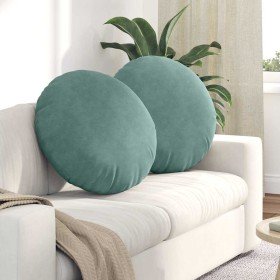 Cojines para asiento 2 pcs Verde Mar Ø 40 x 13 cm Terciopelo en Decoración | Comprar online en Foru.es