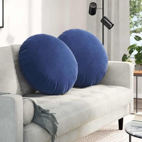 Cojines para asiento 2 pcs Azul Policía Ø 40 x 13 cm Terciopelo en Decoración | Comprar online en Foru.es