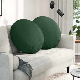 Cojines para asiento 2 pcs Verde oscuro Ø 60 cm Tela de pana en Decoración | Comprar online en Foru.es