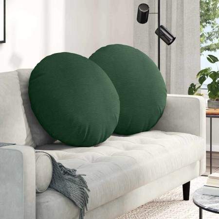 Cojines para asiento 2 pcs Verde oscuro Ø 60 cm Tela de pana en Decoración | Comprar online en Foru.es