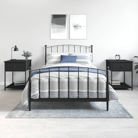 Mesitas de noche 2 uds madera de ingeniería negro 44x45x58 cm de vidaXL, Mesitas de noche - Ref: Foro24-825844, Precio: 74,32...