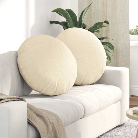 Cojines para asiento 2 pcs Crema Ø 80 cm Tela de pana en Decoración | Comprar online en Foru.es