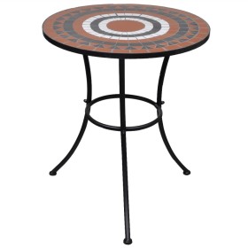 Mesa de bistro terraza mosaico terracota y blanco 60 cm de vidaXL, Mesas de jardín - Ref: Foro24-41534, Precio: 85,53 €, Desc...