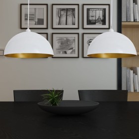Lámpara de techo 2 uds altura ajustable semiesférica blanca de vidaXL, Lámparas - Ref: Foro24-241114, Precio: 59,56 €, Descue...