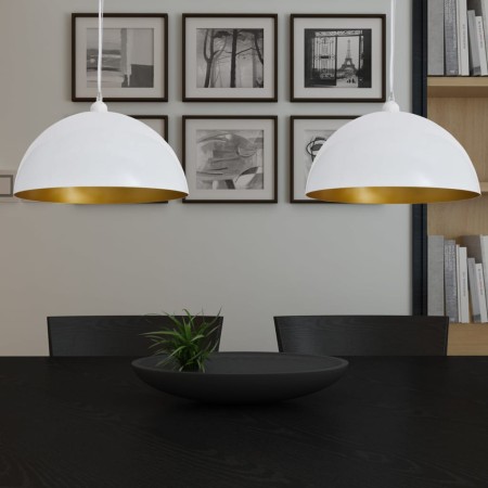 Lámpara de techo 2 uds altura ajustable semiesférica blanca de vidaXL, Lámparas - Ref: Foro24-241114, Precio: 59,56 €, Descue...