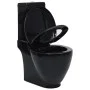 Inodoro redondo de cerámica flujo hacia abajo negro de vidaXL, Baños - Ref: Foro24-3059889, Precio: 263,77 €, Descuento: %