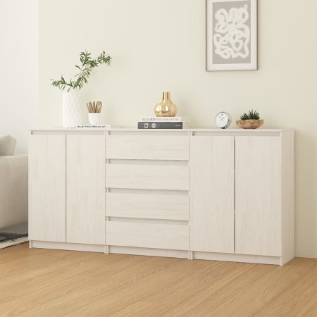 Armario auxiliar 3 unidades madera maciza de pino blanco de vidaXL, Aparadores - Ref: Foro24-3094813, Precio: 295,62 €, Descu...