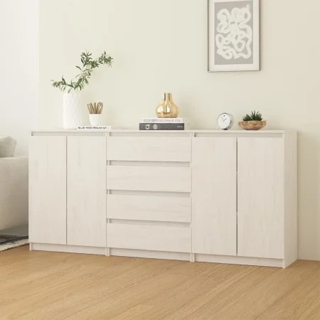Armario auxiliar 3 unidades madera maciza de pino blanco de vidaXL, Aparadores - Ref: Foro24-3094813, Precio: 319,29 €, Descu...