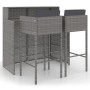 Set de muebles bar jardín 3 pzas y cojines ratán sintético gris de vidaXL, Conjuntos de jardín - Ref: Foro24-3094808, Precio:...
