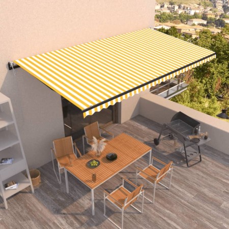 Toldo retráctil automático amarillo y blanco 600x350 cm en Toldos | Comprar online en Foru.es