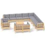 Juego de muebles de jardín 14 pzas y cojines madera maciza pino de vidaXL, Conjuntos de jardín - Ref: Foro24-3096964, Precio:...