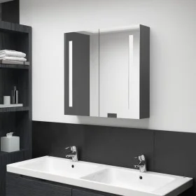 Armario de baño con espejo y LED gris 62x14x60 cm de vidaXL, Tocadores de baño - Ref: Foro24-326520, Precio: 102,78 €, Descue...