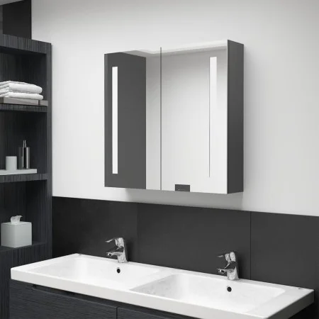 Armario de baño con espejo y LED gris 62x14x60 cm de vidaXL, Tocadores de baño - Ref: Foro24-326520, Precio: 102,78 €, Descue...