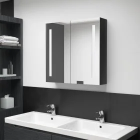 Armario de baño con espejo LED negro brillante 62x14x60 cm de vidaXL, Tocadores de baño - Ref: Foro24-326519, Precio: 102,78 ...