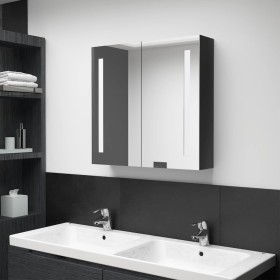 Armario de baño con espejo LED negro brillante 62x14x60 cm de vidaXL, Tocadores de baño - Ref: Foro24-326519, Precio: 104,53 ...