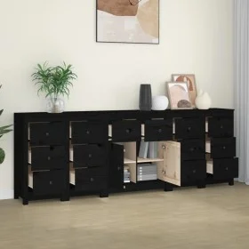 Aparador de madera maciza de pino negro 230 x 35 x 80 cm de vidaXL, Aparadores - Ref: Foro24-3114093, Precio: 400,74 €, Descu...