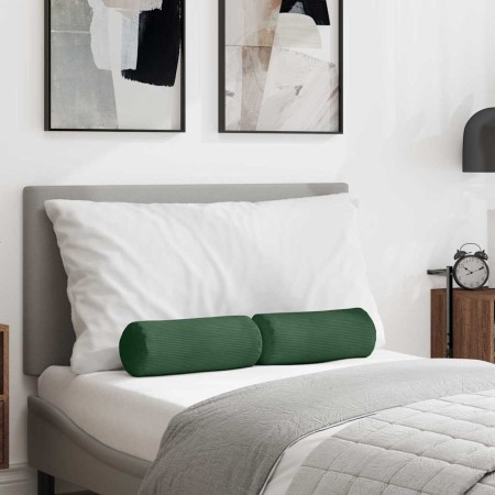 Cojines Bolster 2 pcs Verde oscuro Ø 15 x 40 cm Tela de pana en Decoración | Comprar online en Foru.es