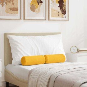 Cojines Bolster 2 pcs Amarillo Claro Ø 15 x 40 cm Tela de pana en Decoración | Comprar online en Foru.es