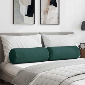Cojines Bolster 2 pcs Verde oscuro Ø 25 x 70 cm tela en Decoración | Comprar online en Foru.es
