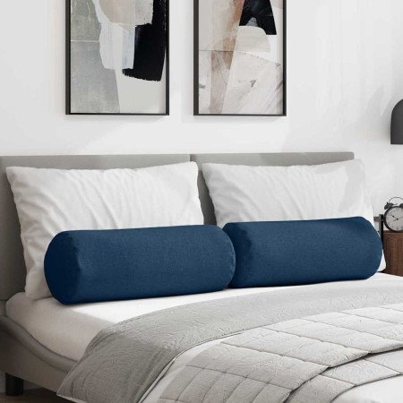 Cojines Bolster 2 pcs Azul Ø 25 x 70 cm tela en Decoración | Comprar online en Foru.es