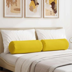 Cojines Bolster 2 pcs Amarillo Claro Ø 25 x 70 cm tela en Decoración | Comprar online en Foru.es