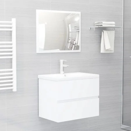 Badmöbel-Set aus weißem Holzwerkstoff von vidaXL, Badezimmermöbel - Ref: Foro24-3071585, Preis: 153,17 €, Rabatt: %