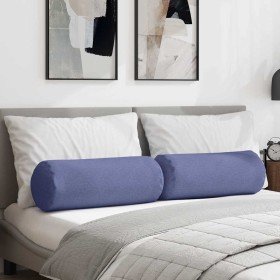 Cojines Bolster 2 pcs Azul jeans Ø 25 x 70 cm tela en Decoración | Comprar online en Foru.es